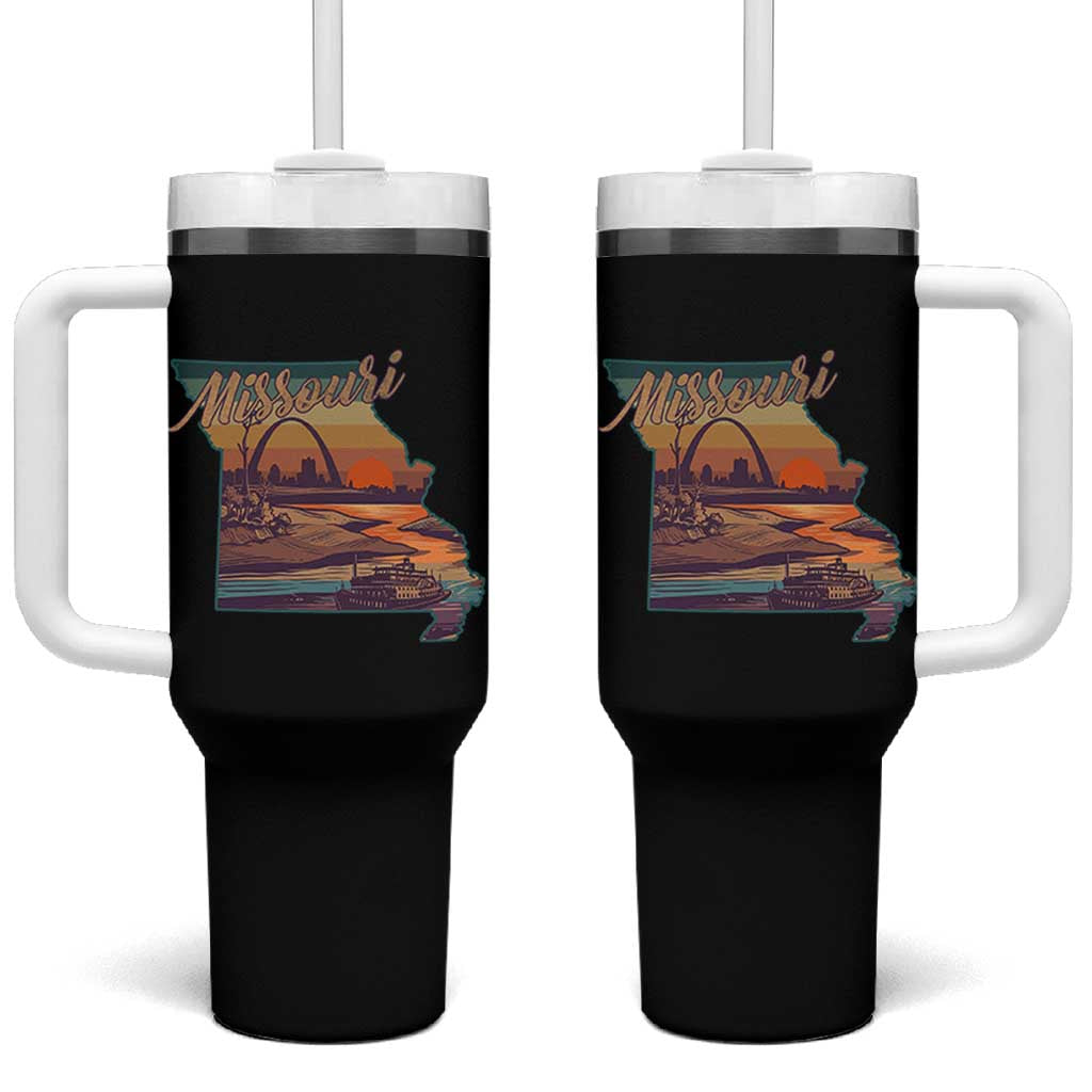 Retro Gateway Arch St Louis Missouri Map Outline Tumbler With Handle