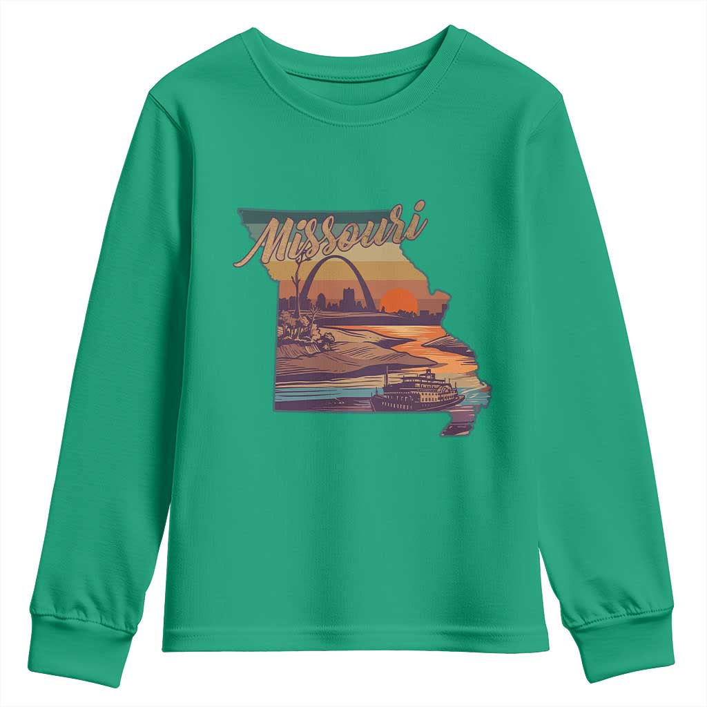 Retro Gateway Arch St Louis Missouri Map Outline Youth Sweatshirt