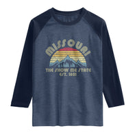 Retro Missouri The Show Me State USA America Souvenir Gift Raglan Shirt The Show Me State USA America Souvenir