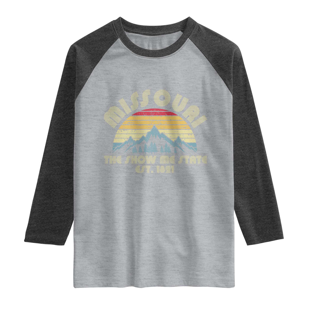 Retro Missouri The Show Me State USA America Souvenir Gift Raglan Shirt The Show Me State USA America Souvenir
