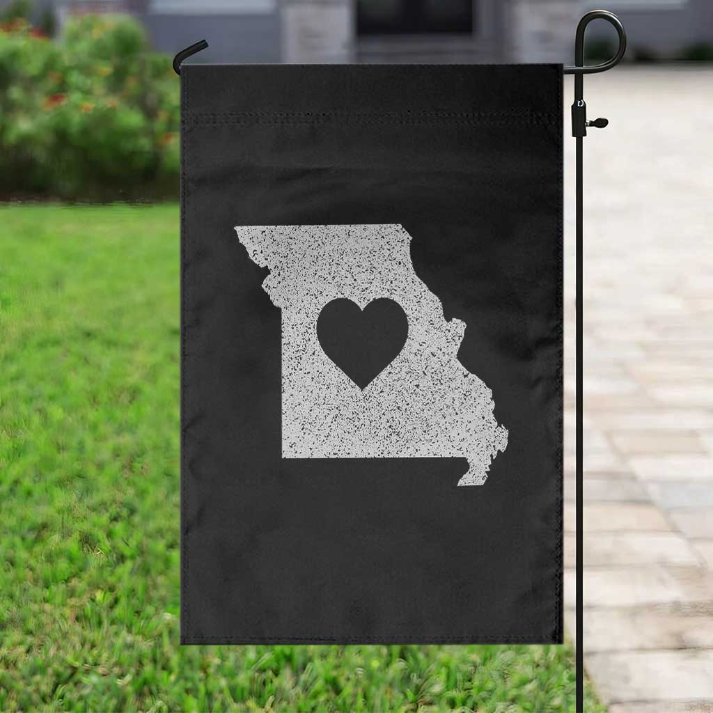 Missouri Home Distressed Missouri State Map with Heart Garden Flag