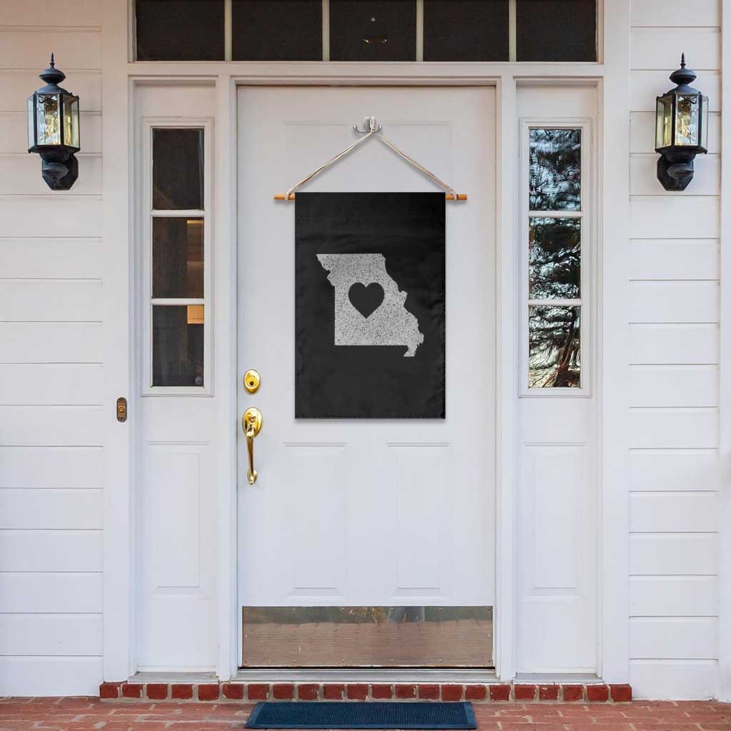 Missouri Home Distressed Missouri State Map with Heart Garden Flag