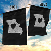 Missouri Home Distressed Missouri State Map with Heart Garden Flag
