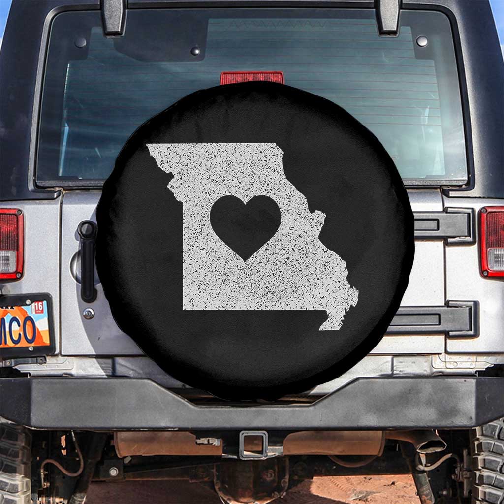 Missouri Home Distressed Missouri State Map with Heart Spare Tire Cover
