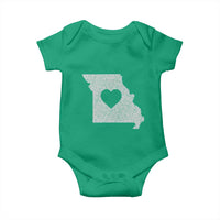 Missouri Home Distressed Missouri State Map with Heart Baby Onesie