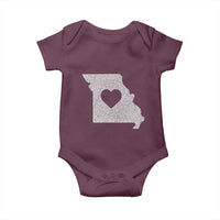 Missouri Home Distressed Missouri State Map with Heart Baby Onesie
