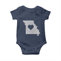 Missouri Home Distressed Missouri State Map with Heart Baby Onesie