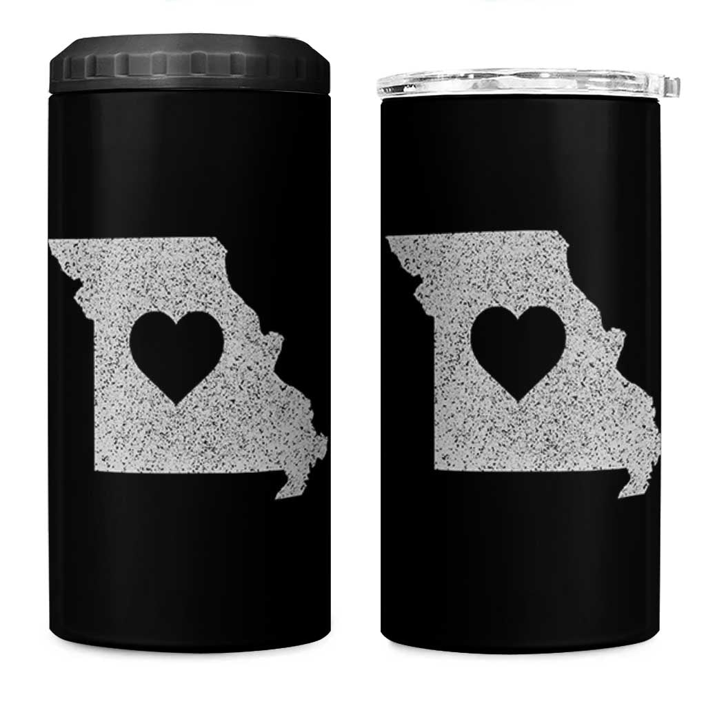Missouri Home Distressed Missouri State Map with Heart 4 in 1 Can Cooler Tumbler