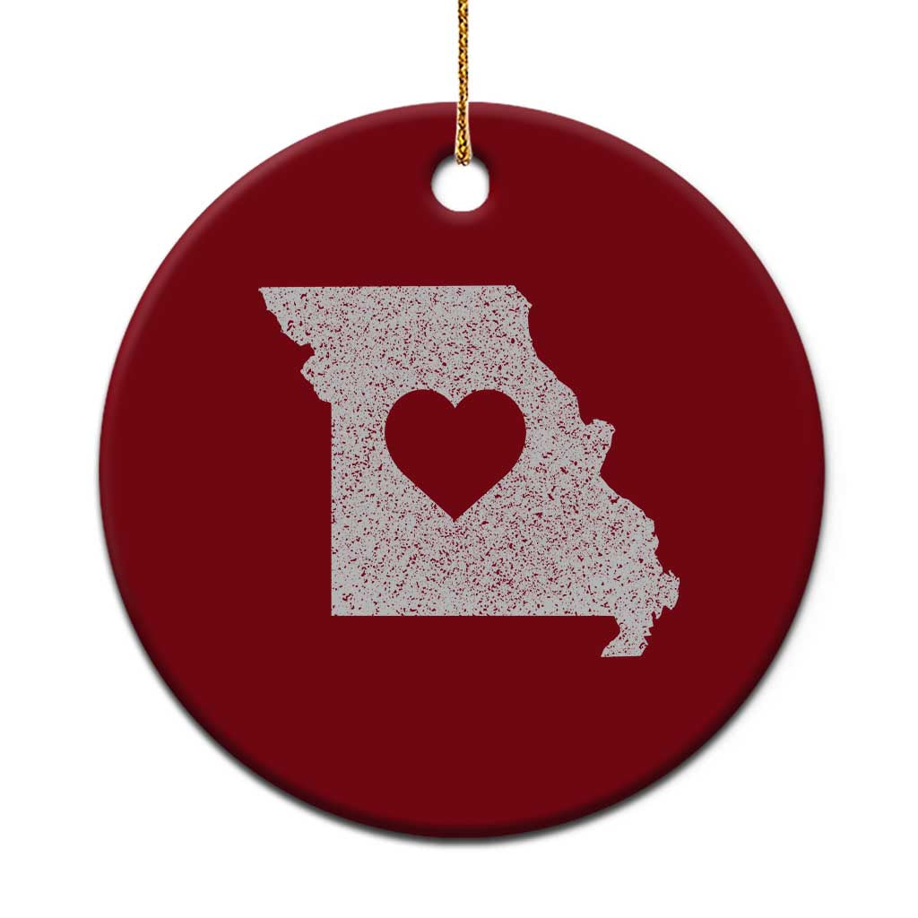 Missouri Home Distressed Missouri State Map with Heart Ceramic Ornament