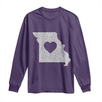 Missouri Home Distressed Missouri State Map with Heart Long Sleeve Shirt