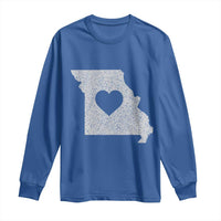 Missouri Home Distressed Missouri State Map with Heart Long Sleeve Shirt