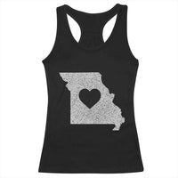 Missouri Home Distressed Missouri State Map with Heart Racerback Tank Top