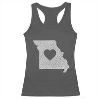 Missouri Home Distressed Missouri State Map with Heart Racerback Tank Top