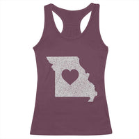 Missouri Home Distressed Missouri State Map with Heart Racerback Tank Top