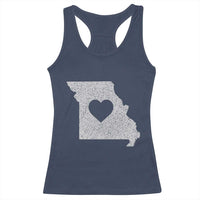 Missouri Home Distressed Missouri State Map with Heart Racerback Tank Top