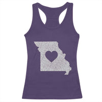 Missouri Home Distressed Missouri State Map with Heart Racerback Tank Top