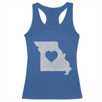 Missouri Home Distressed Missouri State Map with Heart Racerback Tank Top
