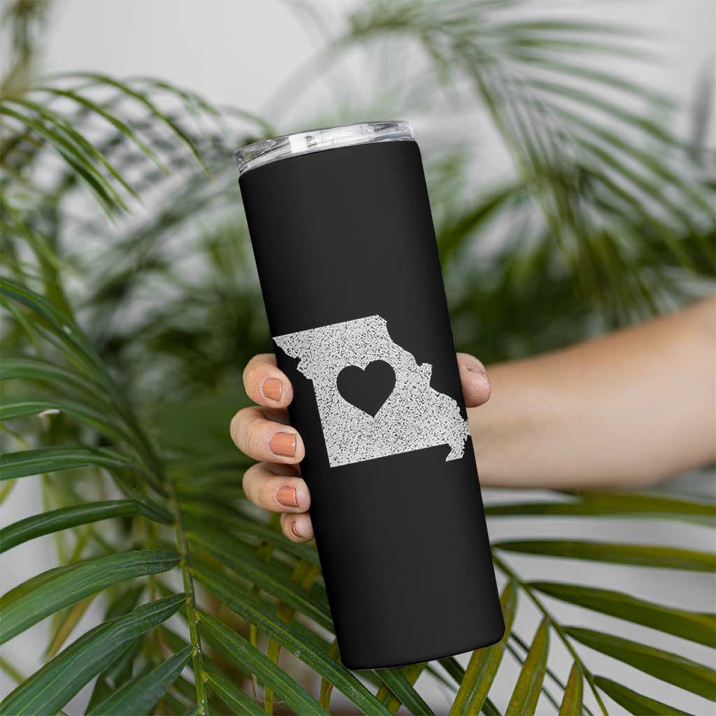 Missouri Home Distressed Missouri State Map with Heart Skinny Tumbler