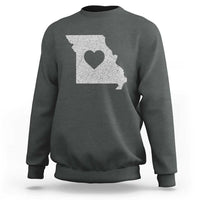 Missouri Home Distressed Missouri State Map with Heart Sweatshirt