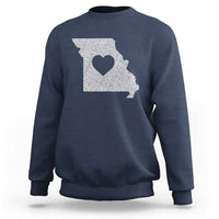 Missouri Home Distressed Missouri State Map with Heart Sweatshirt