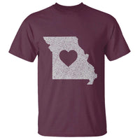 Missouri Home Distressed Missouri State Map with Heart T Shirt