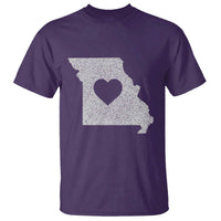 Missouri Home Distressed Missouri State Map with Heart T Shirt