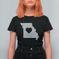 Missouri Home Distressed Missouri State Map with Heart T Shirt For Women