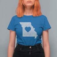 Missouri Home Distressed Missouri State Map with Heart T Shirt For Women