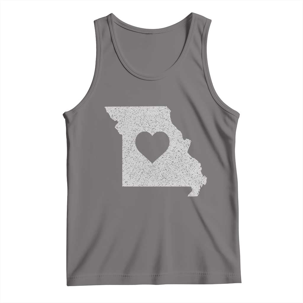 Missouri Home Distressed Missouri State Map with Heart Tank Top