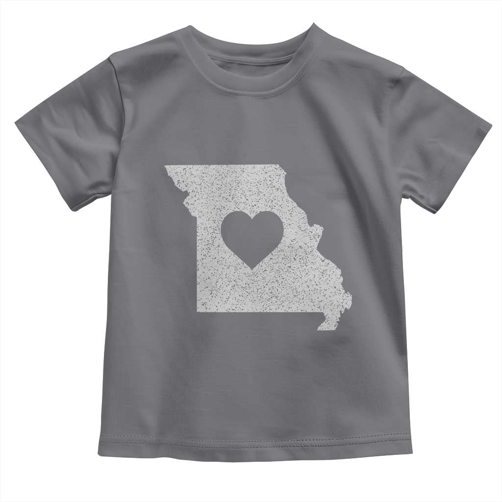 Missouri Home Distressed Missouri State Map with Heart Toddler T Shirt