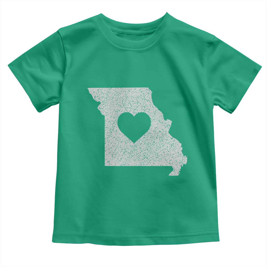 Missouri Home Distressed Missouri State Map with Heart Toddler T Shirt