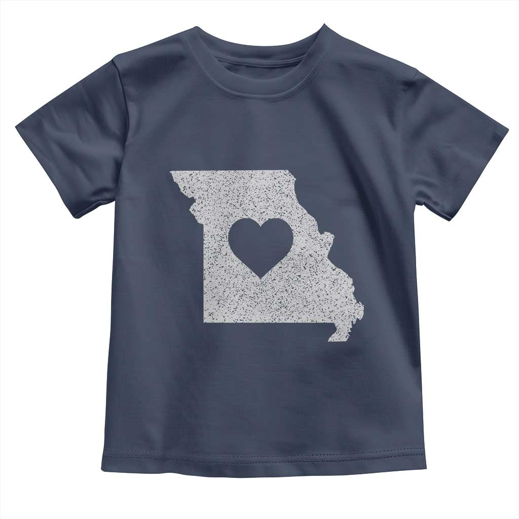 Missouri Home Distressed Missouri State Map with Heart Toddler T Shirt