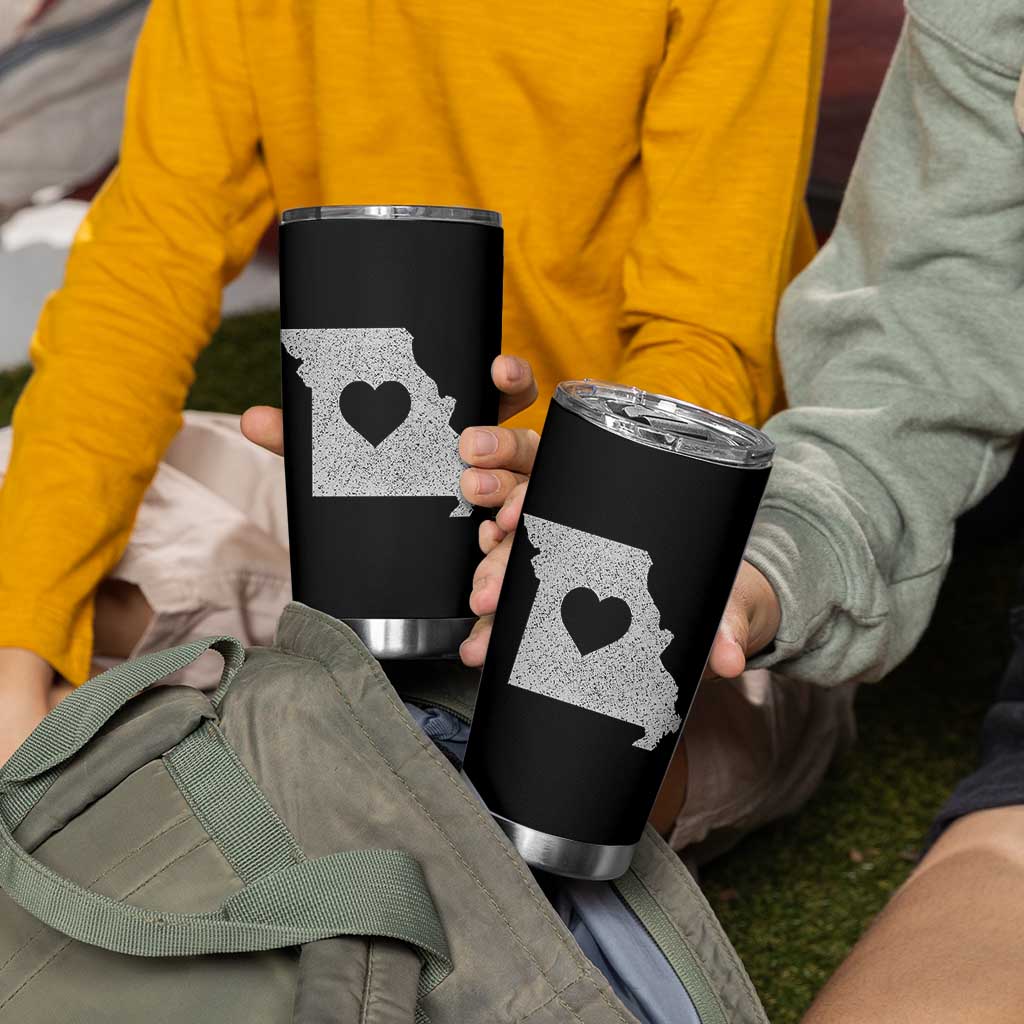 Missouri Home Distressed Missouri State Map with Heart Tumbler Cup