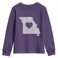 Missouri Home Distressed Missouri State Map with Heart Youth Sweatshirt