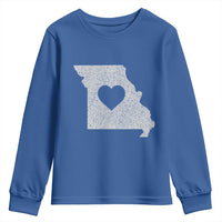 Missouri Home Distressed Missouri State Map with Heart Youth Sweatshirt