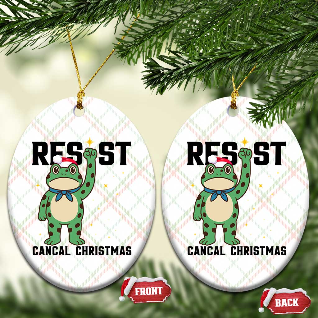 Resist Frog Ceramic Ornament Funny Portland Protest ICE Activist Meme - Wonder Print Shop