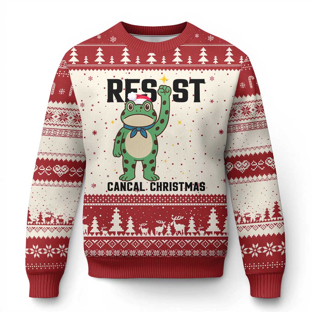 Resist Frog Ugly Christmas Sweater Funny Portland Protest ICE Activist Meme - Wonder Print Shop
