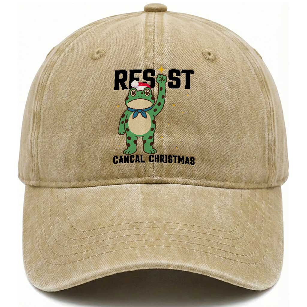 Resist Frog Washed Cotton Baseball Cap Funny Portland Protest ICE Activist Meme