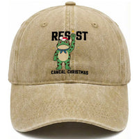 Resist Frog Washed Cotton Baseball Cap Funny Portland Protest ICE Activist Meme