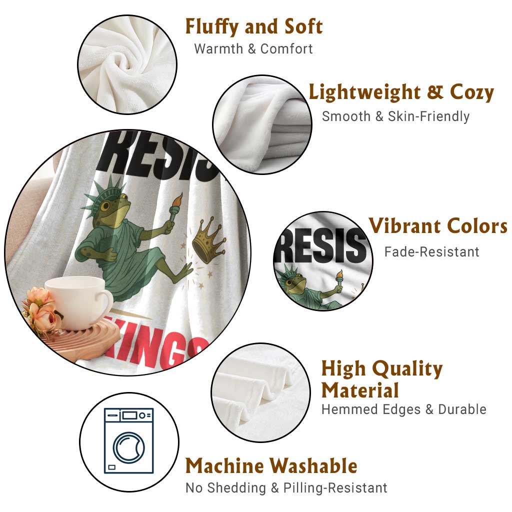 Resist Frog Throw Blanket No Kings In America Political 2025 - Wonder Print Shop