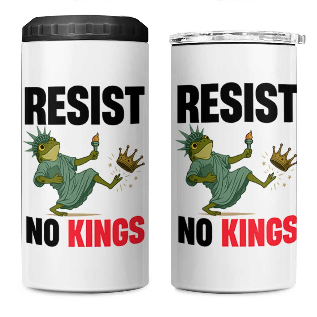 Resist Frog 4 in 1 Can Cooler Tumbler No Kings In America Political 2025 - Wonder Print Shop