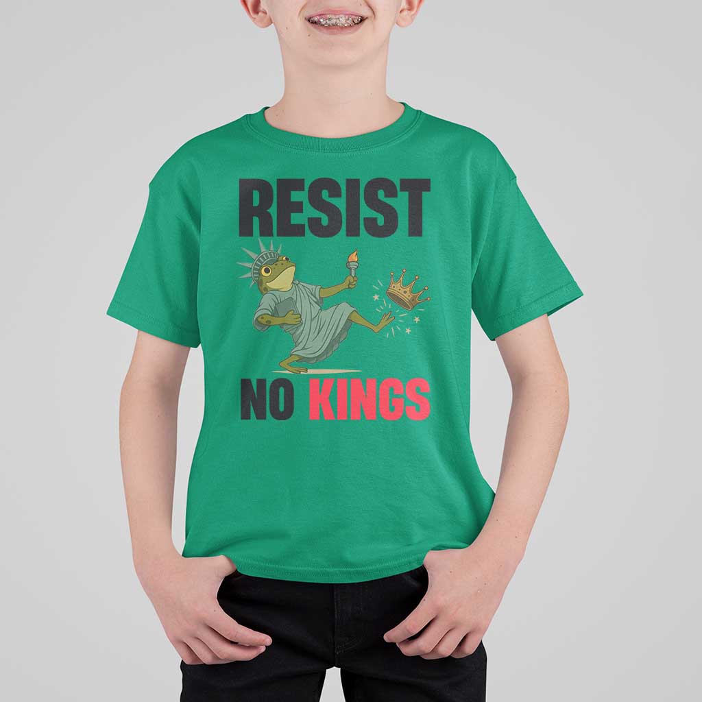 Resist Frog T Shirt For Kid No Kings In America Political 2025 - Wonder Print Shop