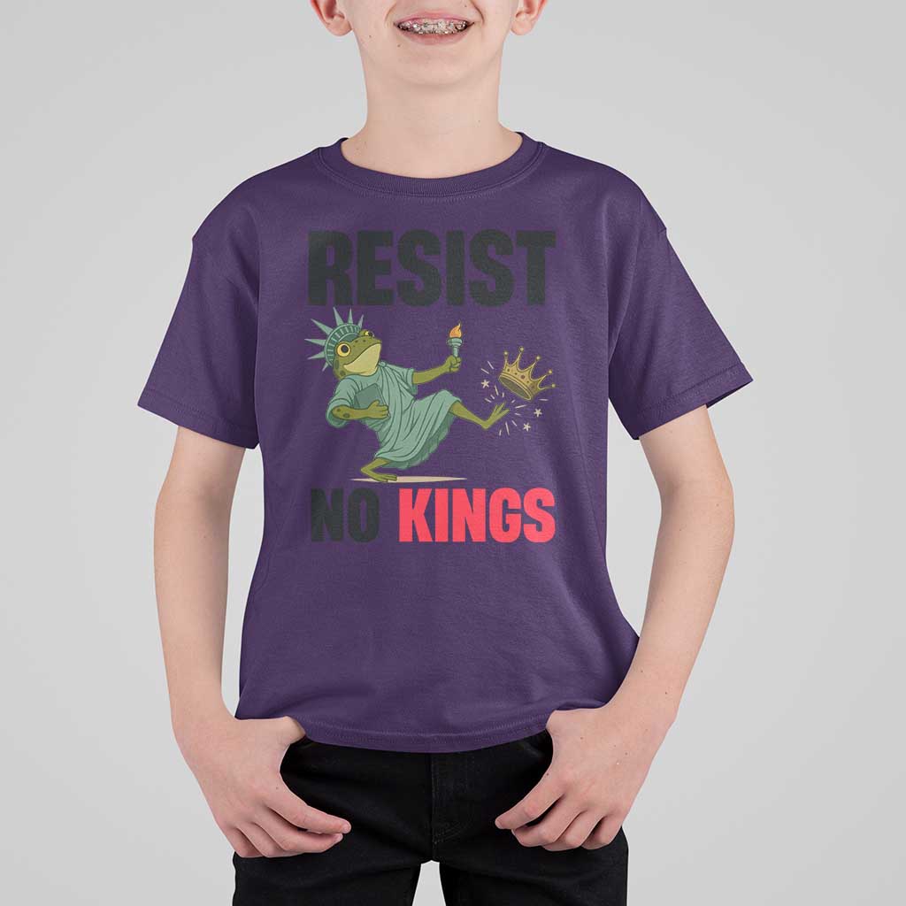 Resist Frog T Shirt For Kid No Kings In America Political 2025 - Wonder Print Shop