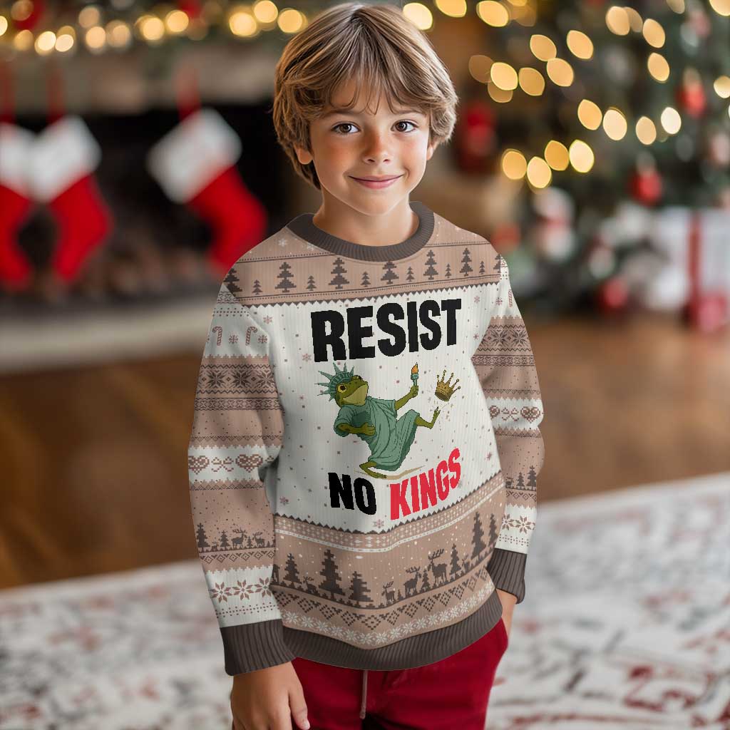 Resist Frog Ugly Christmas Sweater No Kings In America Political 2025 - Wonder Print Shop