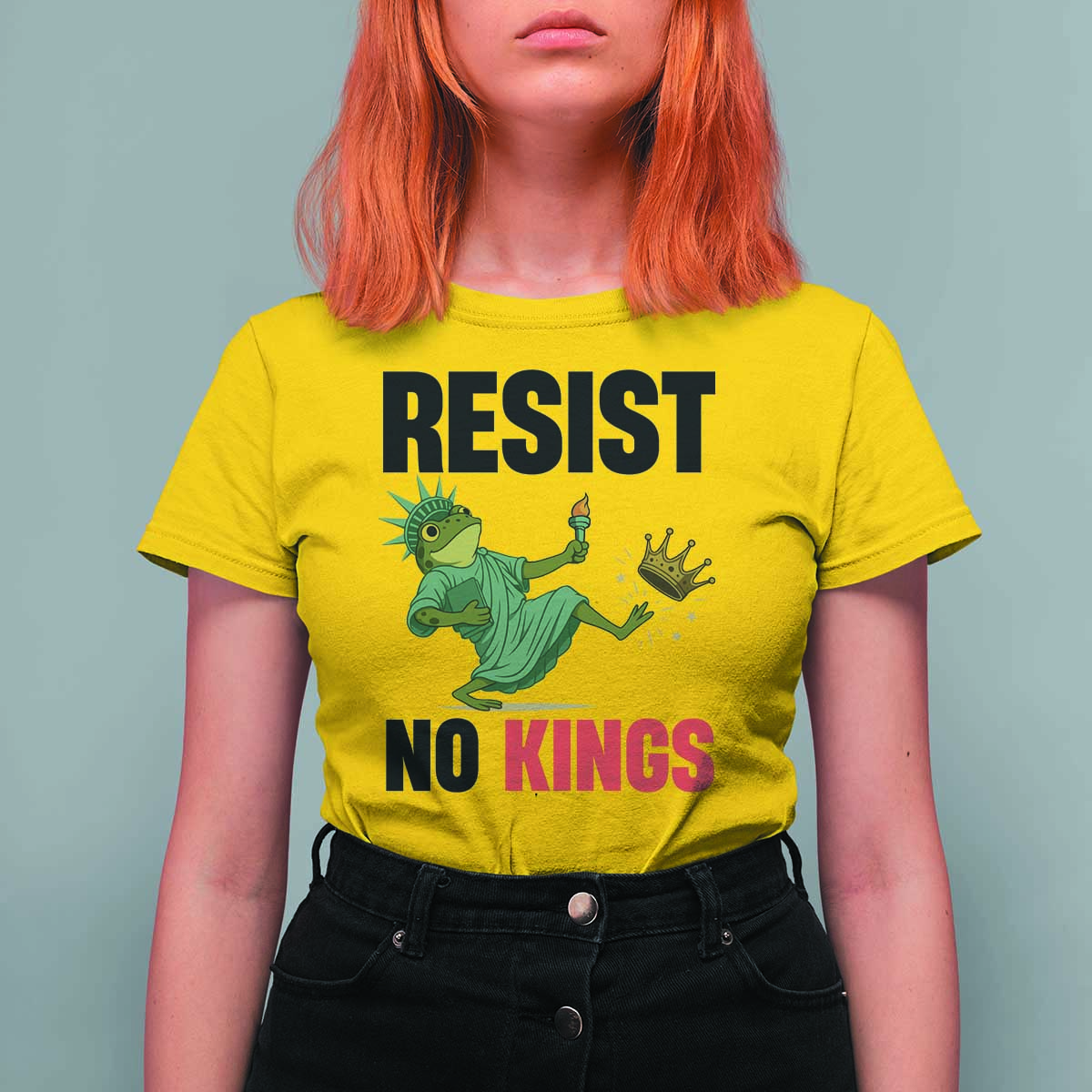 Resist Frog T Shirt For Women No Kings In America Political 2025 - Wonder Print Shop