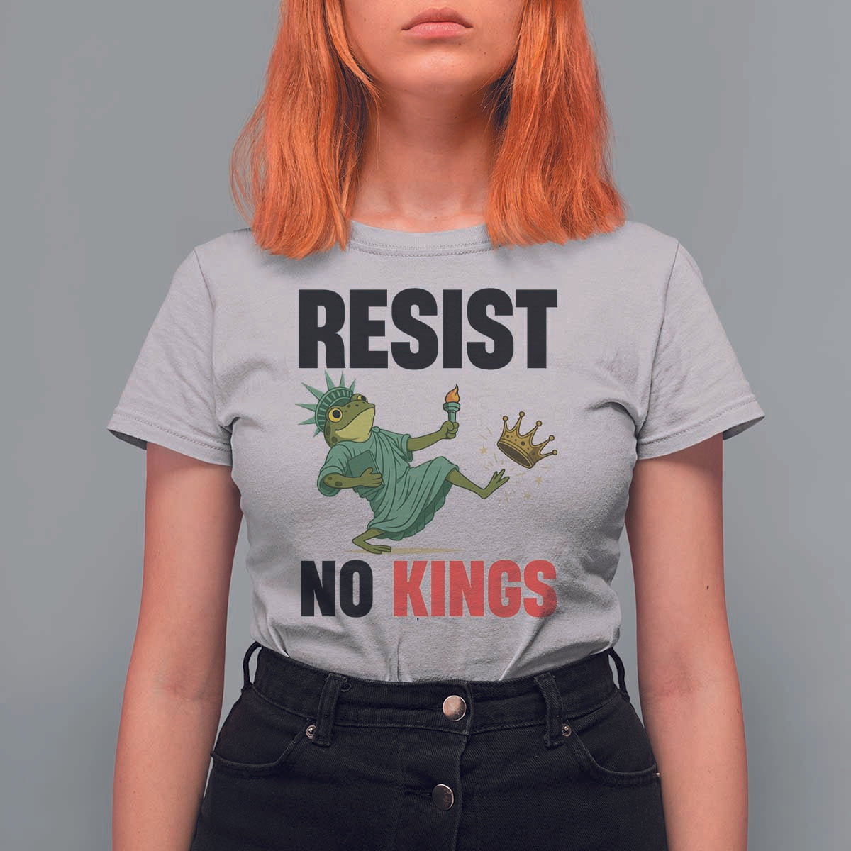 Resist Frog T Shirt For Women No Kings In America Political 2025 - Wonder Print Shop