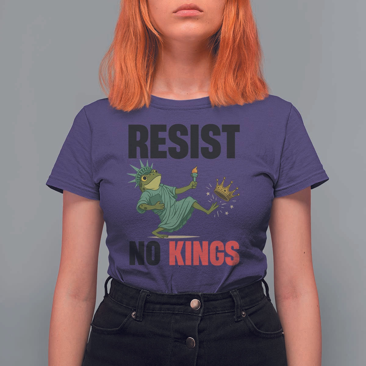 Resist Frog T Shirt For Women No Kings In America Political 2025 - Wonder Print Shop