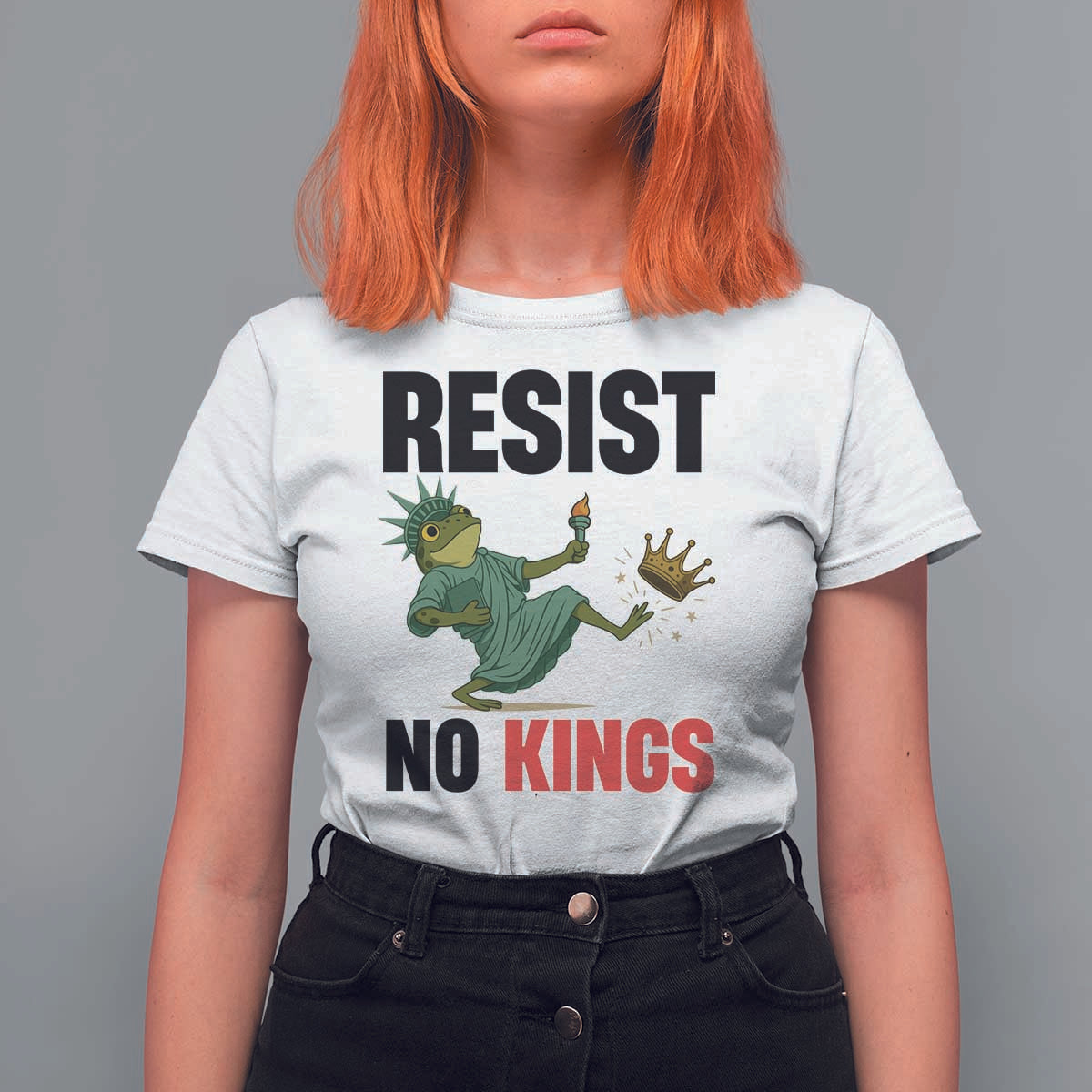Resist Frog T Shirt For Women No Kings In America Political 2025 - Wonder Print Shop