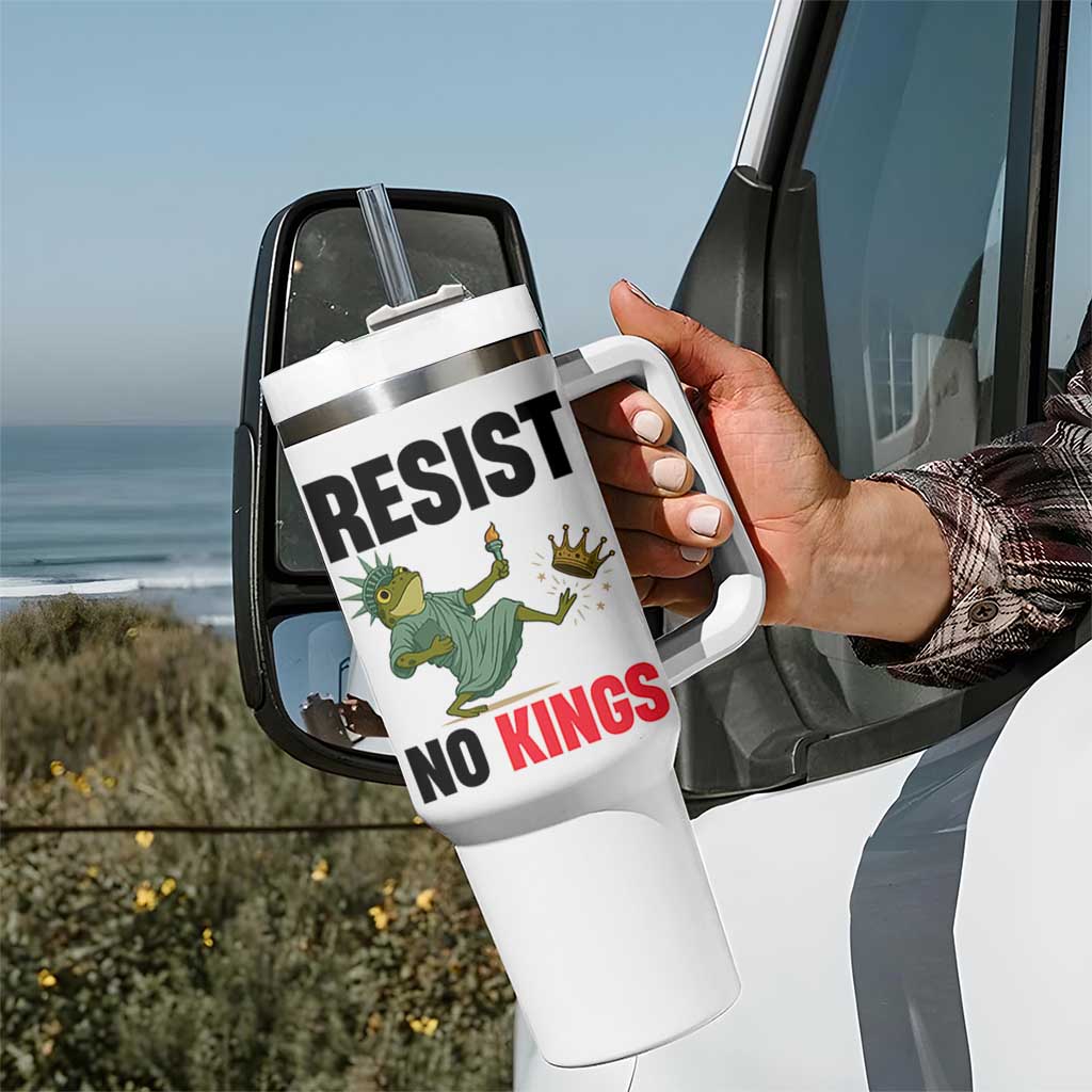 Resist Frog Tumbler With Handle No Kings In America Political 2025 - Wonder Print Shop