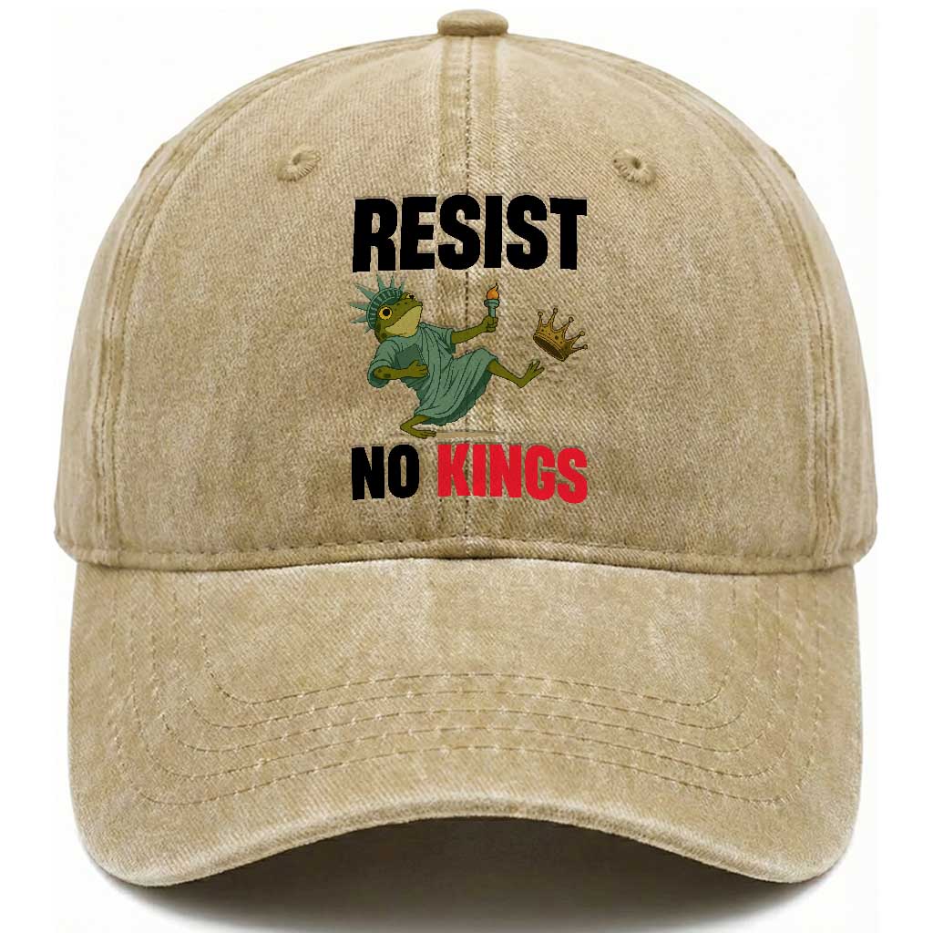 Resist Frog Washed Cotton Baseball Cap No Kings In America Political 2025